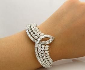Best Diamond Bracelets : Vintage Harry Winston Platinum 20 TCW Diamond Bracelet…