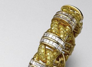 Best Diamond Bracelets : YELLOW DIAMOND AND DIAMOND BRACELET, GRAFF. Designed as a braid, pavé-set with …