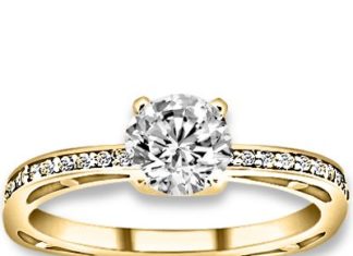 Diamond Rings : 0.62 ctw 14k YG Natural G-H Color, I1 Clarity, Accent Diamonds Engagement Rings …