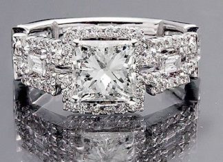 Diamond Rings : 1.47 ct Princess Genuine Diamond Vintage Engagement Ring Solid White Gold 14k. $…