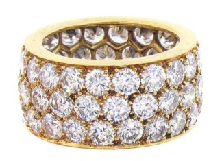 Diamond Rings : 18K karat yellow gold diamond eternity ring, with 58 round brilliant cut diamond…