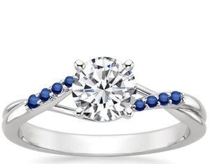 Diamond Rings : 18K White Gold Chamise Ring with Sapphire Accents…