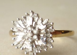 Diamond Rings : 1950's Baguette Diamond Starburst Ring…gorgeous!…