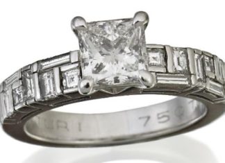 Diamond Rings : DIAMOND RING, CANTURI The princess cut diamond weighing 1.05 carats is claw set …