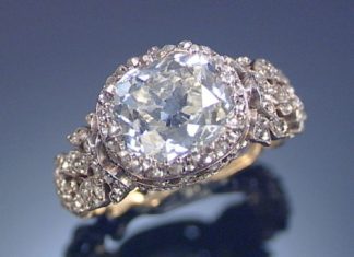Diamond Rings : DIAMOND RING, SECOND HALF OF THE 19TH CENTURY. The central collet-set cushion-sh…