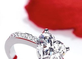 Diamond Rings : heart shaped diamond valentines day wedding ringPM…