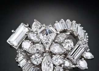 Diamond Rings : Mid-Century Platinum and Diamond Cocktail Ring…