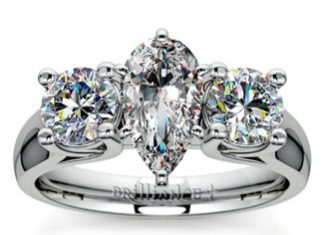Diamond Rings : Pear Round Diamond Engagement Ring in White Gold www.brilliance.co……