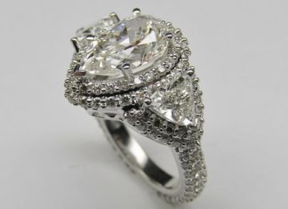 Diamond Rings : Pear Shape Diamond Vintage Engagement Ring…