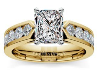 Diamond Rings : Radiant Channel Diamond Engagement Ring in Yellow Gold www.brilliance.co……