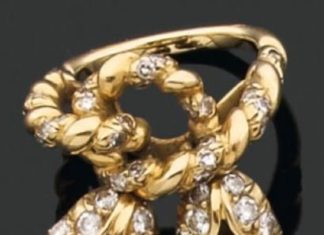 Diamond Rings : René BOIVIN. Années 1940 BAGUE «passementerie» ornée …