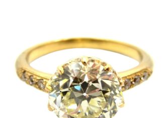 Diamond Rings : Timeless Rare Edwardian 2.43 Carat Old European Cut Diamond Yellow Gold Engageme…