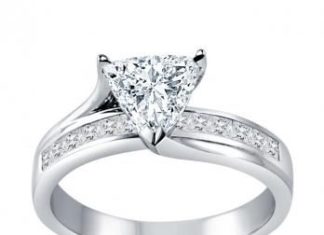 Diamond Rings : Trilliant Solitaire Diamond Ring With Channel Set Side Stones…