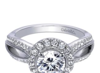 Diamond Rings : White Gold Victorian Halo Engagement Ring…