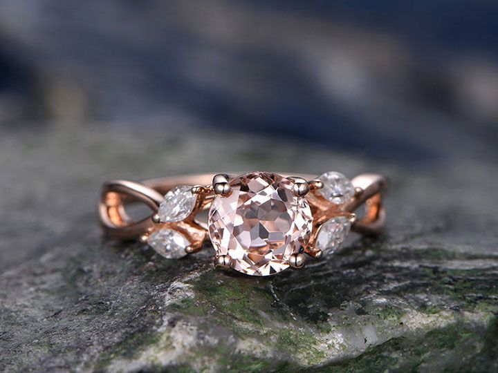 Morganite Engagement Rings Are Pretty In Pink ~ Handmade 14k Rose Gold 6.5mm Rou...