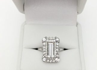 Engagement Rings & Wedding Rings : Odeon Squared Petite ~ The emerald cut stone (in this photo a white sapphire) is…