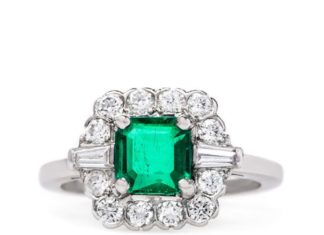 Engagement Rings & Wedding Rings : Trumpet & Horn’s “Maple Lake” circa 1950, is a 1.01 carat Emerald & Diamond …