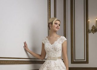 Short Wedding Dresses : 1950’s vintage inspired V-neckline tulle tea length ball gown | Justin Alexander…