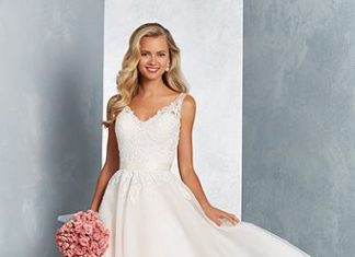 Short Wedding Dresses : Alfred Angelo Style 2625: tulle tea length wedding dress with sheer yoke and swe…