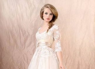 Short Wedding Dresses : bridal tea length bridal dress with sleeves / www.deerpearlflow……