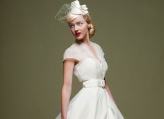 Short Wedding Dresses : Fitted tea length dress with organza overcoat….
