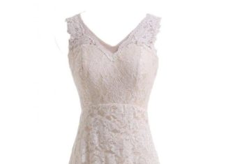 Short Wedding Dresses : Gorgeous Bridal V-neck Lace Short Ivory Evening Dress Bride Dress for Reception …