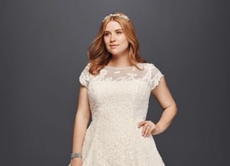 Short Wedding Dresses : Olegi Cassini Cap Sleeve Tea Length Wedding Dress – 30 Best Recommendations of S…