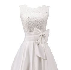 Short Wedding Dresses : Pretty Applique and Bowknot Short Wedding Dress/ Reception Bridal Gown/ Engageme…