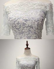Short Wedding Dresses : Short Sleeve Gray Lace Homecoming Prom Dresses, Affordable Short Party Prom Dres…