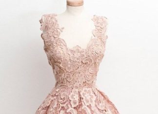 Short Wedding Dresses : Vintage A-Line V-neck Knee-Length Black Lace Homecoming Dress…