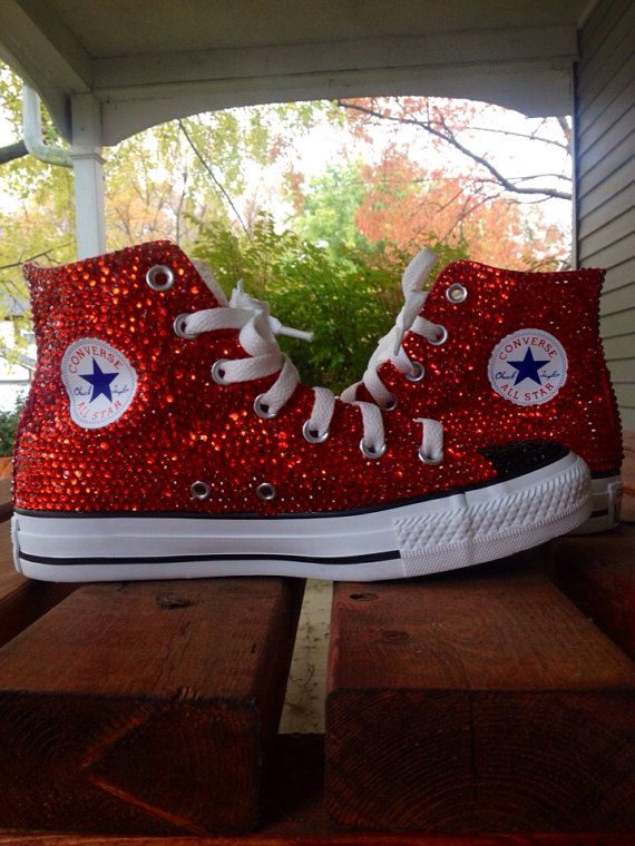 red bedazzled converse
