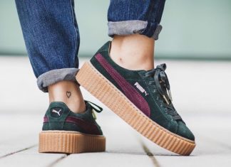 Sneakers – Women’s Fashion : RELEASE REMINDER "Puma x Rihanna Suede Creepers" Green Bordeaux | US 6…