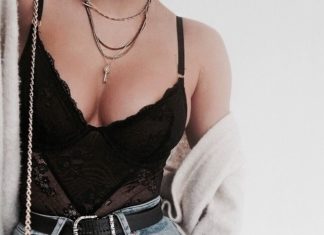 Street Style : streetstyleplatform:Black Lace Bodysuit