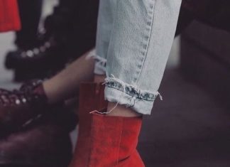 Street Style : streetstyleplatform:Red Suede Boots