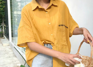 Street Style : streetstyleplatform:Yellow Button up Blouse