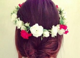 Wedding Hair With Flowers & jewels : Fishtail & Flower Crown…