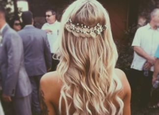 Wedding Hair With Flowers & jewels : back braid crown wedding hairstyle with baby’s breath – Deer Pearl Flowers / www…