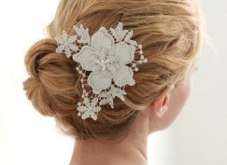 Wedding Hair With Flowers & jewels : Bridal lace hair pin, flower lace, wedding hair, floral lace headpiece – shootin…