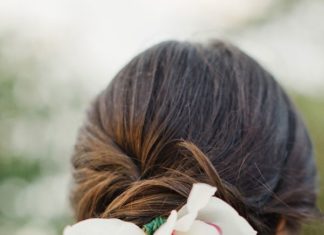 Wedding Hair With Flowers & jewels : bridal updo wedding hairstyle with flowers…