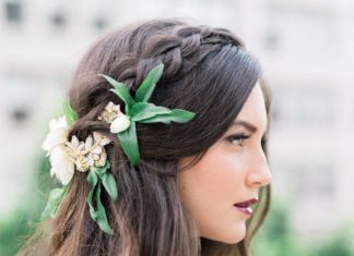 Wedding Hair With Flowers & jewels : Burgundy + Berry Autumn Wedding Inspiration | Green Wedding Shoes Wedding Blog |…
