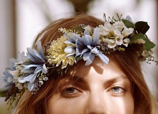 Wedding Hair With Flowers & jewels : Cambridge Meadow Crown…