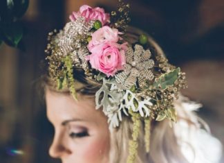 Wedding Hair With Flowers & jewels : Enchanted Fairytale Bridal Inspiration | The Lovely Find, pink floral crown…
