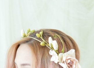 Wedding Hair With Flowers & jewels : Floral crown veil wedding headpiece bridal veil by gardensofwhimsy…