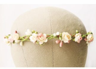 Wedding Hair With Flowers & jewels : Flower Crown, Floral Crown, Bridal Headpiece, Pink, Peach, Cream, Wedding Hair A…