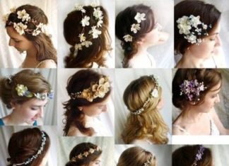 Wedding Hair With Flowers & jewels : flowers in hair. Like the third down on the far right. All white flowers…