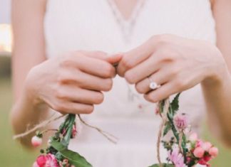 Wedding Hair With Flowers & jewels : Fresh pink bloom flower crown: www.stylemepretty… | Photography: Jenny Sun – j…
