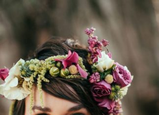 Wedding Hair With Flowers & jewels : I’m swooning over this #floralcrown by Floressence! Makeup by Megan for Erin Ski…