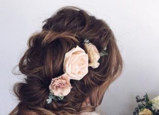 Wedding Hair With Flowers & jewels : Long wedding hairstyle idea via Ulyana Aster – Deer Pearl Flowers / www.deerpear…