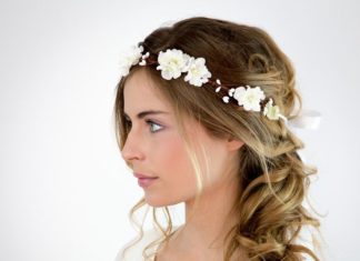Wedding Hair With Flowers & jewels : Mariage – Couronne de fleurs blanches – Elsa : Accessoires coiffure par nuagecol…