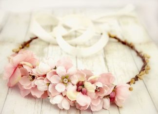 Wedding Hair With Flowers & jewels : Pink Roses Floral Crown. Bridal Accessories. Bohemian. Pink and Yellow. Woodland…